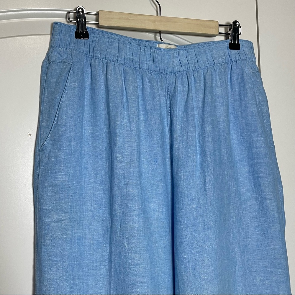 100% Linen Cynthia Rowley Wide Leg Crop Pants In Light Blue Sz XL - Picture 3 of 9
